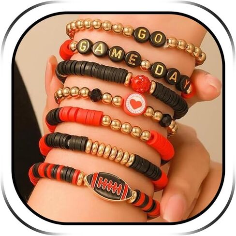 Game Day Bracelets for Women Football Baseball Bracelet Stackable Heishi Clay Beaded Stretch Bracelets Football Baseball Outfit Jewelry Accessories Party Favors Gifts in Saudi Arabia