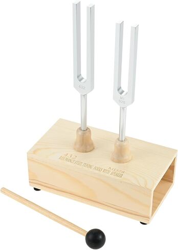 شوكة ضبط الرنين - 432 هرتز، 528 هرتز مع مكبر صوت خشبي ومطرقة مطاطية، شوكة ضبط الشاكرا لتخفيف التوتر واليوجا والتأمل وأدوات الموسيقى in Kuwait