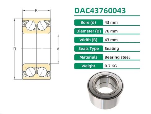 1PC DAC43760043 Wheel Bearing 43x76x43mm 713613810 40210-2Y000 40210-3Z000 40210-4N200 402104N200 402103Z000 402102Y000 in Saudi Arabia