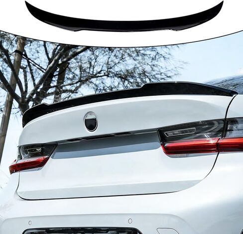 Generic G20 PSM-Style Carbon Fiber Pattern Trunk Spoiler for BMW 2019-2024 3 Series G20 Sedan & G80 M3 Golssy Black Rear Car High-Kick Tail Spoiler Wing Lip Car Accessories (ABS) in Kuwait