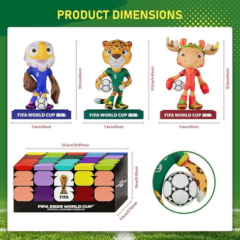 Lainergie FIFA 2026 World Cup Official Licensed Mascot 5 Inch Figurines Set of 3 (Maple, Zayu & Clutch), Collectable Soccer Figures, Gift Idea- Sports Fans - Model Figure for Collectors in Kuwait