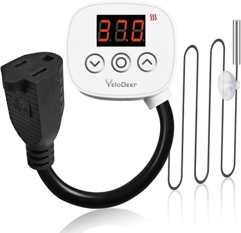 Digital Temperature Controller Outlet, Plug in Thermostat Switch 34-140°F, Timer Range 0h-10h,for Pipe Heating Reptile Greenhouse Aquarium Brewing Seedling Breeding and Hatching 110-120V 10A in Saudi Arabia