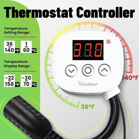 Digital Temperature Controller Outlet, Plug in Thermostat Switch 34-140°F, Timer Range 0h-10h,for Pipe Heating Reptile Greenhouse Aquarium Brewing Seedling Breeding and Hatching 110-120V 10A in Saudi Arabia