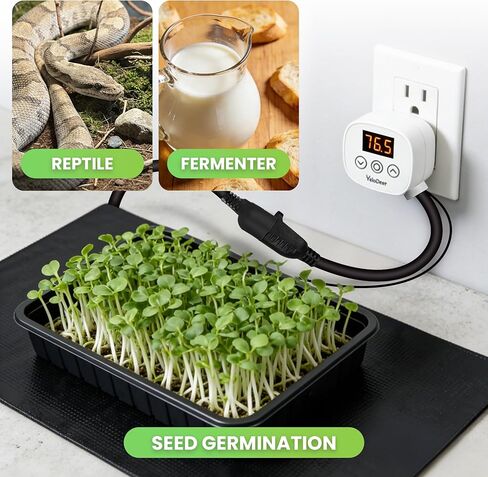 Digital Temperature Controller Outlet, Plug in Thermostat Switch 34-140°F, Timer Range 0h-10h,for Pipe Heating Reptile Greenhouse Aquarium Brewing Seedling Breeding and Hatching 110-120V 10A in Saudi Arabia