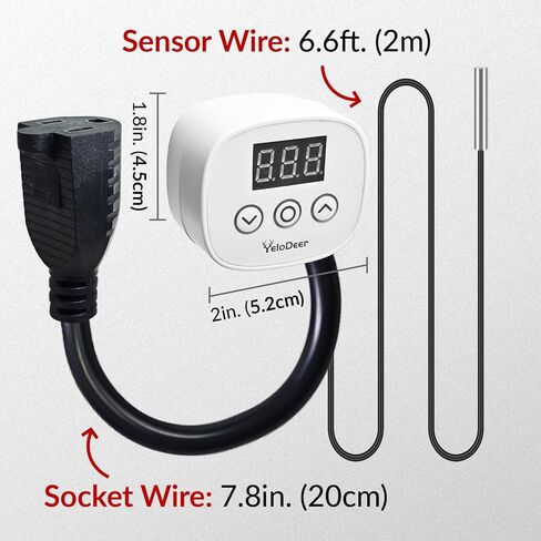 Digital Temperature Controller Outlet, Plug in Thermostat Switch 34-140°F, Timer Range 0h-10h,for Pipe Heating Reptile Greenhouse Aquarium Brewing Seedling Breeding and Hatching 110-120V 10A in Saudi Arabia