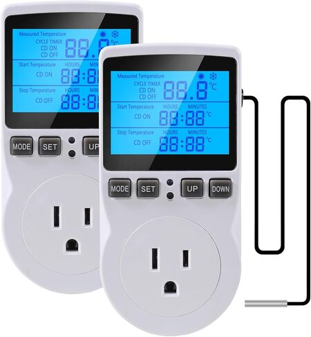 UMLIFE 1Pack Digital Temperature Controller Thermostat Timer - Reptile Thermostat Controller Day Night Timer 110V 15A Temperature Controlled Outlet Plug Heating Cooling Control with Sensor in Saudi Arabia