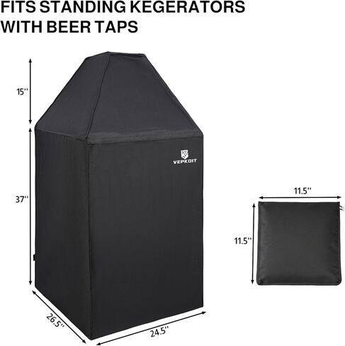 غطاء برج البيرة Kegerator، غطاء Kegerator سكني للاستخدام في الهواء الطلق، غطاء غبار بيرة مقاوم للماء لبرج البيرة المزدوج أو الثلاثي، ملحقات Kegerator - أسود in Kuwait