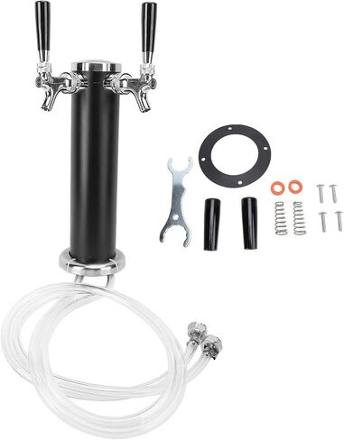 Greensen Dual Tap Beer Kegerator Tower Stainless Steel Beer Tower Draft Dispenser for Commercial Bar Restaurant Home Use (Black) in Saudi Arabia