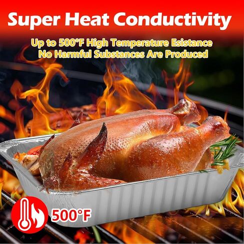 مقالي من رقائق الألومنيوم مقاس 9 × 13 مع غطاء، 10 عبوات من الصواني للاستعمال مرة واحدة، نصف حجم من المقالي شديدة التحمل، حاويات طعام عميقة للطهي، وإعداد الوجبات، والخبز، والتحميص، والغضب، والتدفئة أو طاولة البخار in Kuwait