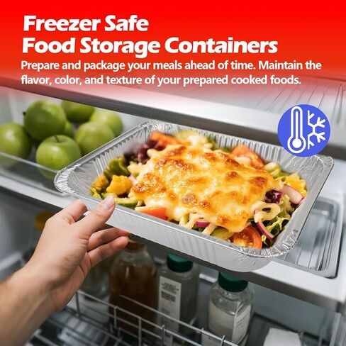 مقالي من رقائق الألومنيوم مقاس 9 × 13 مع غطاء، 10 عبوات من الصواني للاستعمال مرة واحدة، نصف حجم من المقالي شديدة التحمل، حاويات طعام عميقة للطهي، وإعداد الوجبات، والخبز، والتحميص، والغضب، والتدفئة أو طاولة البخار in Kuwait