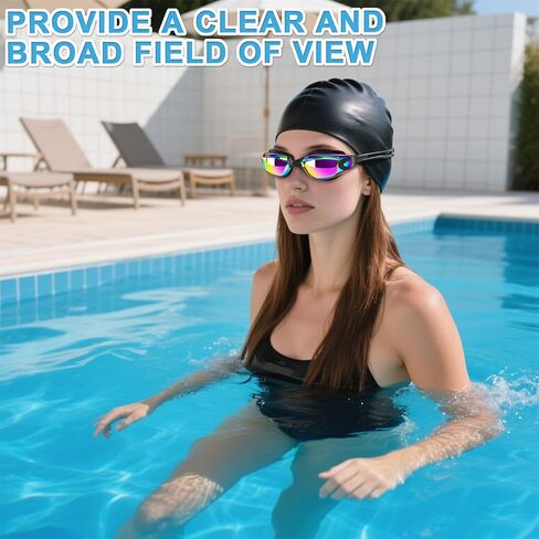 Anti Fog UV Swimming Goggles for Adults - Anti-Fog, UV Protection, Durable, Adjustable Strap, Includes Swimming Cap, Nose Clip, and Ear Plugs, Perfect for Pool and Open Water Swimming in Saudi Arabia