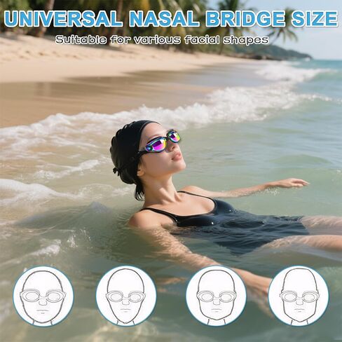 Anti Fog UV Swimming Goggles for Adults - Anti-Fog, UV Protection, Durable, Adjustable Strap, Includes Swimming Cap, Nose Clip, and Ear Plugs, Perfect for Pool and Open Water Swimming in Saudi Arabia