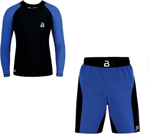 2BOLD Compression Rash Guard Shirt for Kids, Jiu Jitsu No Gi MMA Shorts 2PC Quick Dry Wrestling Workout Gym Set in Kuwait