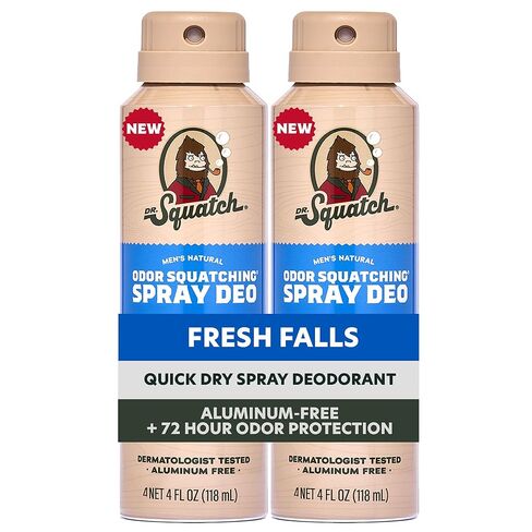 Dr. Squatch Spray Natural Men’s Deodorant – Quick Dry Deodorant Men, Aluminum Free, Dermatologist-Tested – Created for all Skin Types – Fresh Falls, 4oz (2-Pack) in Kuwait
