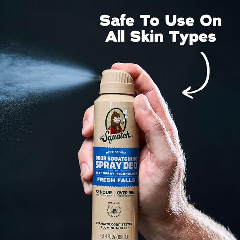 Dr. Squatch Spray Natural Men’s Deodorant – Quick Dry Deodorant Men, Aluminum Free, Dermatologist-Tested – Created for all Skin Types – Fresh Falls, 4oz (2-Pack) in Kuwait