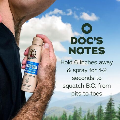 Dr. Squatch Spray Natural Men’s Deodorant – Quick Dry Deodorant Men, Aluminum Free, Dermatologist-Tested – Created for all Skin Types – Fresh Falls, 4oz (2-Pack) in Kuwait