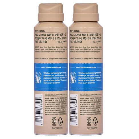 Dr. Squatch Spray Natural Men’s Deodorant – Quick Dry Deodorant Men, Aluminum Free, Dermatologist-Tested – Created for all Skin Types – Fresh Falls, 4oz (2-Pack) in Kuwait