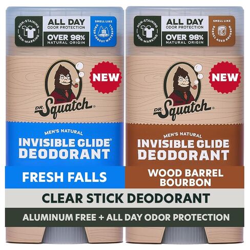 Dr. Squatch Invisible Glide Natural Men’s Deodorant – Smooth Glide, No Stains – Aluminum Free Deodorant Men – Safe for Sensitive Skin – Pine Tar + Birchwood Breeze, 2.65oz (2-Pack) in Saudi Arabia