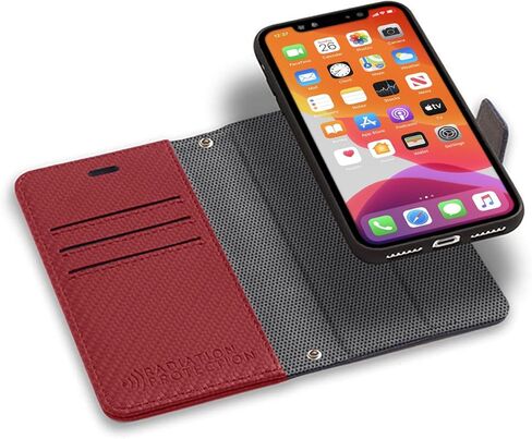 حافظة SafeSleeve EMF للحماية ضد الإشعاع لهاتف iPhone 14 Pro، RFID EMF Blocking، محفظة حامل البطاقات، جلد نباتي، حافظة هاتف محمول بحامل قابل للتعديل، للنساء والرجال (أسود) in Kuwait