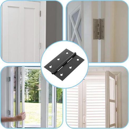 2 Pcs 3" Stainless Door Hinges,Stainless Steel Folding Butt Hinge Door Hinges with 12pcs Screws for Doors Wooden Boxes Windows (Black) in Saudi Arabia