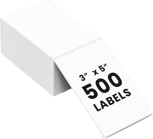 ملصقات حرارية Fanfold 3 × 5، 500 قطعة ملصق شحن مثقوب أبيض قابل للطي 70 جرام ملصقات طابعة حرارية مقاومة للماء للطابعة الحرارية، ملصقات الشحن السريع، الاستخدام الذاتي، لاصق قوي in Kuwait