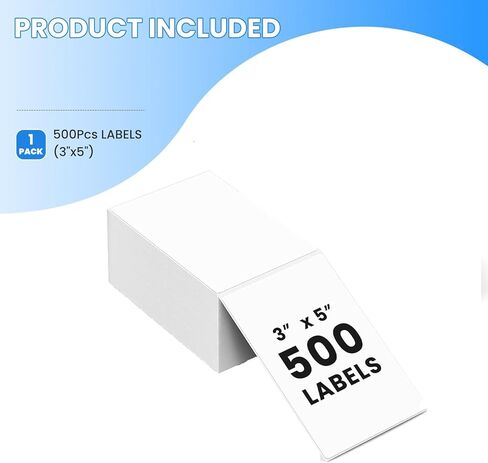 ملصقات حرارية Fanfold 3 × 5، 500 قطعة ملصق شحن مثقوب أبيض قابل للطي 70 جرام ملصقات طابعة حرارية مقاومة للماء للطابعة الحرارية، ملصقات الشحن السريع، الاستخدام الذاتي، لاصق قوي in Kuwait