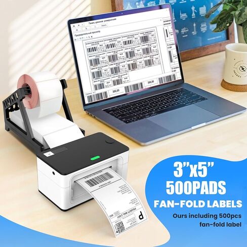 ملصقات حرارية Fanfold 3 × 5، 500 قطعة ملصق شحن مثقوب أبيض قابل للطي 70 جرام ملصقات طابعة حرارية مقاومة للماء للطابعة الحرارية، ملصقات الشحن السريع، الاستخدام الذاتي، لاصق قوي in Kuwait