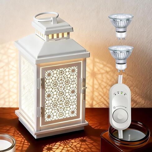 Candle Warmer Lamp with Timer, Farmhouse Candle Warmer Lantern Dimmable and Adjustable Auto Shut Off with 2 Bulbs House Warming Gifts New Home Fragrance Bedroom Decor -White Carved Flower in Saudi Arabia
