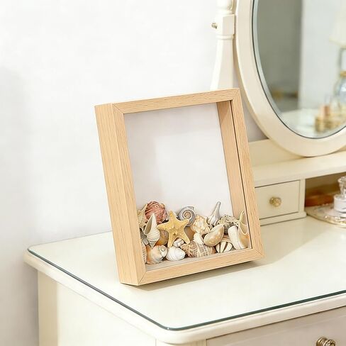 Seashell Display Box Seashell Holder with Acrylic Panel Storage Box for Shells Sea Glass Small Starfish Shark Tooth Seashell Collection Box Home Decor Christmas Gift Birthday Present in Saudi Arabia