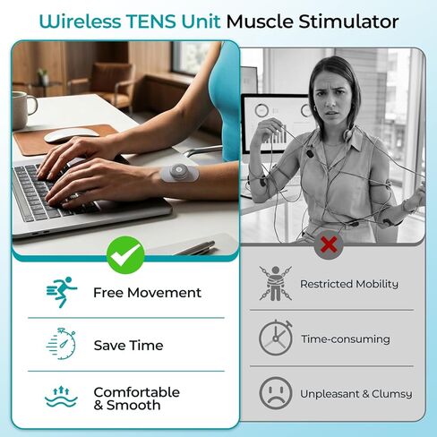 Betife وحدة تحفيز العضلات اللاسلكية، جهاز TENS لآلام الظهر مع 6 أوضاع، 16 مستوى كثافة، وسادات قطب كهربائي قابلة لإعادة الاستخدام وجهاز تحكم عن بعد، مثالي للمكتب، وصالة الألعاب الرياضية، والسفر in Kuwait