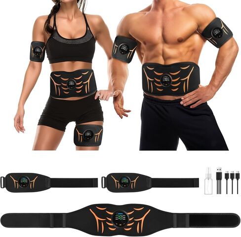 Ab Stimulator Muscle Toner Belt - Power Ab Electronic Muscle Stimulator with 6 Modes 18 Intensity Levels, Ab Stimulator for Men & Women - Abdominal Muscle Stimulator Belt for Home, Office, Gym 3 Pack in Saudi Arabia