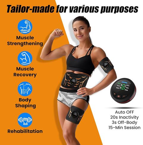 Ab Stimulator Muscle Toner Belt - Power Ab Electronic Muscle Stimulator with 6 Modes 18 Intensity Levels, Ab Stimulator for Men & Women - Abdominal Muscle Stimulator Belt for Home, Office, Gym 3 Pack in Saudi Arabia