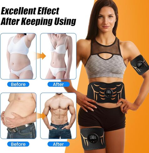 Ab Stimulator Muscle Toner Belt - Power Ab Electronic Muscle Stimulator with 6 Modes 18 Intensity Levels, Ab Stimulator for Men & Women - Abdominal Muscle Stimulator Belt for Home, Office, Gym 3 Pack in Saudi Arabia