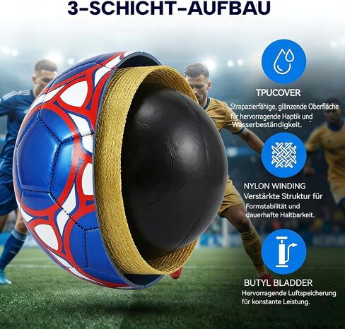 كرة قدم KUYOTQ مقاس 5، كرة قدم رسمية للمباراة والتدريب، جلد TPU أزرق معدني مع شعار أحمر، كرة قدم عالية الارتداد لجميع الأحوال الجوية للبالغين والشباب، يتم شحنها مفرغة من الهواء in Kuwait