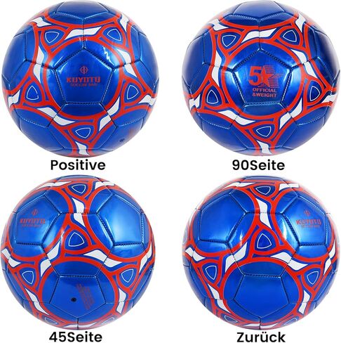 كرة قدم KUYOTQ مقاس 5، كرة قدم رسمية للمباراة والتدريب، جلد TPU أزرق معدني مع شعار أحمر، كرة قدم عالية الارتداد لجميع الأحوال الجوية للبالغين والشباب، يتم شحنها مفرغة من الهواء in Kuwait