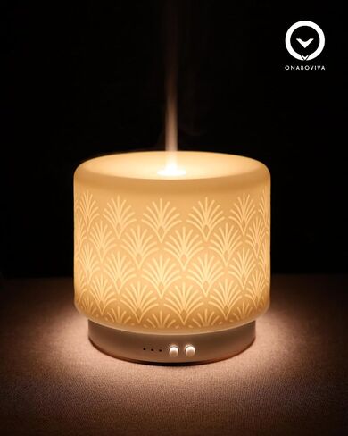 موزع روائح الزيوت العطرية من السيراميك، 280 مل 2.4 ميجاهرتز، موزع روائح العلاج العطري بالموجات فوق الصوتية مع وقت تشغيل 12 ساعة/24 ساعة، إيقاف تلقائي، تشغيل هادئ، 3 إعدادات مؤقت للغرفة الكبيرة، المنزل، المكتب، المنتجعات الصحية، اليوغا، الهدايا in Kuwait