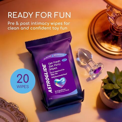 Astroglide Sex Toy Cleaning Wipes (20 Count) – Toy Cleaner Wipes for Silicone, Glass & Rubber Adult Toys, Alcohol‑Free, Residue‑Free in Kuwait