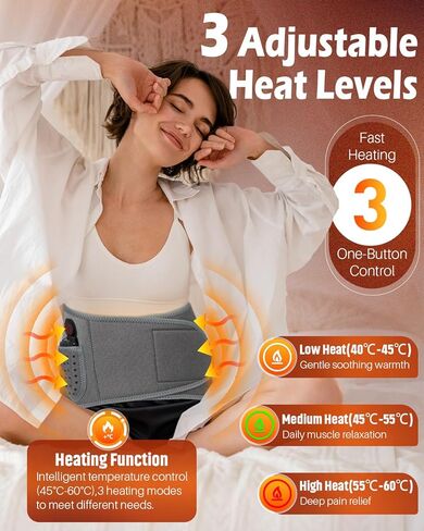 وسادة تسخين لاسلكية مع جهاز تدليك لتخفيف آلام الظهر، 3 أوضاع للحرارة و3 أوضاع اهتزاز، جهاز مساج أسفل الظهر لاسلكي قابل لإعادة الشحن بقدرة 8000 مللي أمبير في الساعة للتشنجات، هدايا عيد ميلاد للنساء والرجال وكبار السن والأم والأب in Kuwait