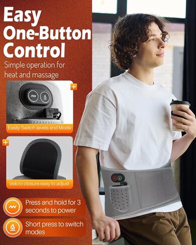 وسادة تسخين لاسلكية مع جهاز تدليك لتخفيف آلام الظهر، 3 أوضاع للحرارة و3 أوضاع اهتزاز، جهاز مساج أسفل الظهر لاسلكي قابل لإعادة الشحن بقدرة 8000 مللي أمبير في الساعة للتشنجات، هدايا عيد ميلاد للنساء والرجال وكبار السن والأم والأب in Kuwait