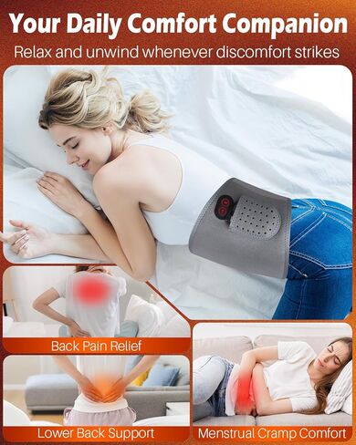 وسادة تسخين لاسلكية مع جهاز تدليك لتخفيف آلام الظهر، 3 أوضاع للحرارة و3 أوضاع اهتزاز، جهاز مساج أسفل الظهر لاسلكي قابل لإعادة الشحن بقدرة 8000 مللي أمبير في الساعة للتشنجات، هدايا عيد ميلاد للنساء والرجال وكبار السن والأم والأب in Kuwait