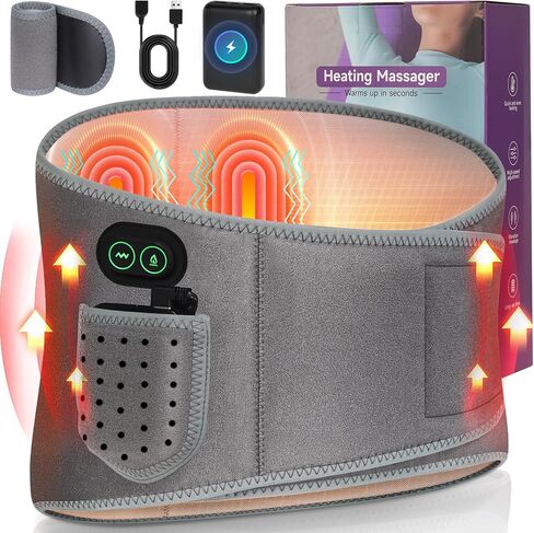 Cordless Heating Pad with Massager for Back Pain Relief,3 Heat & 3 Vibration Modes,Portable 8000mAh Rechargeable Wireless Lower Back Massager for Cramps,Birthday Gifts for Women Men Seniors Mom Dad in Saudi Arabia