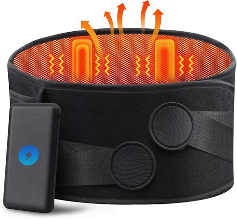 10000mAh Cordless Heating Pad with Massager for Back Pain Relief, 50-67" Lower Back Massager with 3 Heat &Timer, 5 Vibration Portable Heating Pad for Cramps, Birthday Gift for Women Men Mother in Saudi Arabia