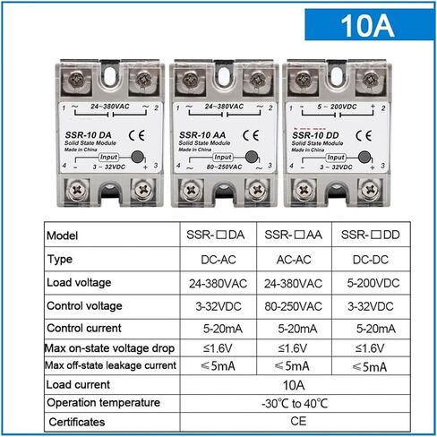 10PCS Solid State Relay 10A 25A 40A 50A 60A 80A 100A DC to AC to to Single Phase Module 24-380VAC(10PCS SSR-80A) in Saudi Arabia