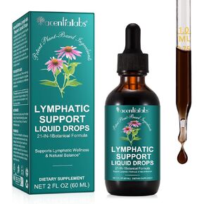 Lymphatic Drainage Drops, 21-in-1 Organic Lymphatic Drainage Supplement with Dandelion Extract, Zine, Burdock Extract,for Lymph System Support, Cleanse | Gluten-Free, 60ml in Kuwait