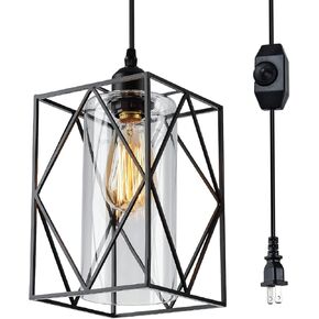 HMVPL Plug in Pendant Light with Dimmer Switch, Outdoor Farmhouse Hanging Lights Fixtures for Gazebo and Porch, Plug in Ceiling Light for Kitchen Island Table Bedroom Hallway Foyer in Kuwait