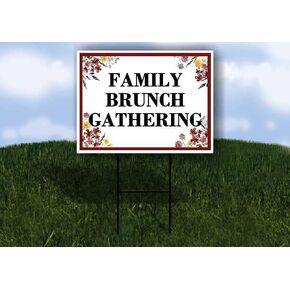 Family Brunch Gathering Spring Flowers Plum Pink Directional Arrows A-Frame Double Sided 23x23 in. sign in Kuwait