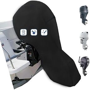 FLYMEI Outboard Motor Cover Fit 0-5 HP Motor, Full Boat Motor Cover Waterproof 600D Heavy Duty Oxford Fabric with PU Coating, Windproof Outboard Engine Hood Covers with Zipper, Universal, Black in Kuwait