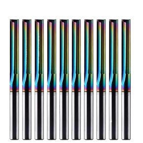 10 قطعة بت التوجيه مستقيم نهاية مطحنة قاطعة المطحنة 3.175 مللي متر 4 مللي متر 6 مللي متر 8 مللي متر عرقوب 2 المزامير فتحة DLC طلاء الصلبة كربيد أدوات الكمبيوتر (3.175x3.175x17x38L) in Kuwait