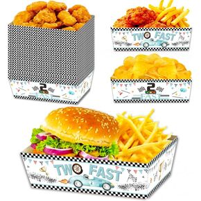 24 Pcs Two Fast Birthday Decor, 5 LB Racing Car Paper Food Trays Disposable Serving Tray Nacho Food Boats for Kids 2st Birthday Supplies in Saudi Arabia