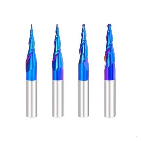 4pcs Solid Tungsten Carbide Tapered End Mill R0.25 .5 .75 R1.0 Ball Nose 2 Flutes CNC Carving Engraving Tool Machine Router Bit in Kuwait